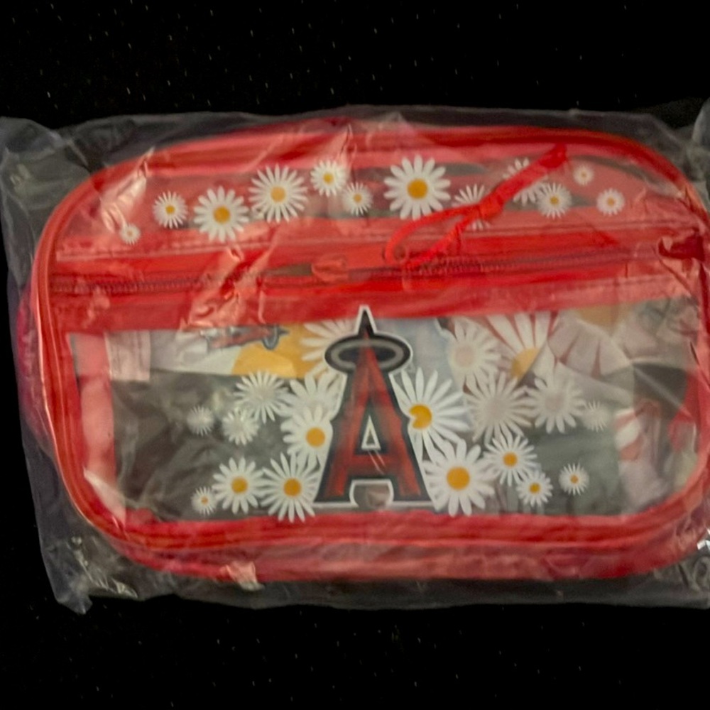 Red Floral Clear Pouch